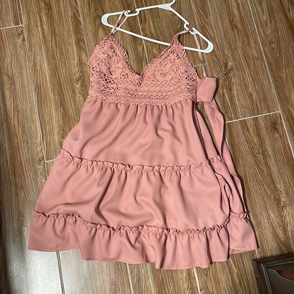 Light pink shirt dress